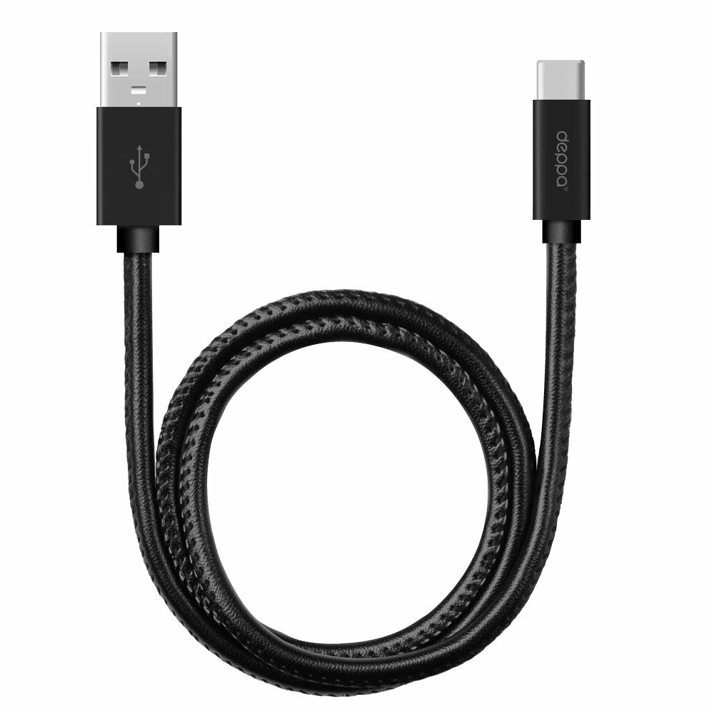 Deppa TypeC cable leather 1.2m black