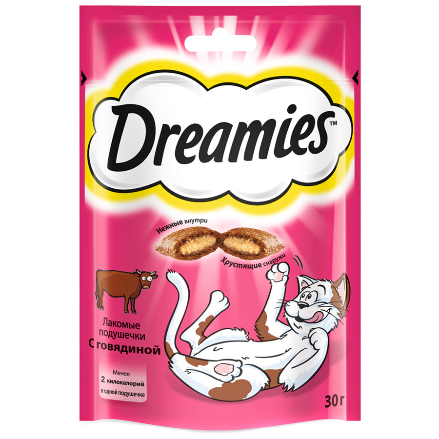 Lahodné podložky pro dospělé kočky Dreamies s hovězím masem, 30g