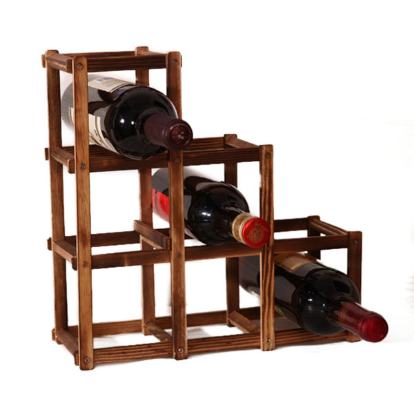 Houten # en # nbsp; rek # en # nbsp; voor # en # nbsp; wijn # en # nbsp; c # en # nbsp; rode wijn 6 Schroef glazen fles fles Keuken opslag glazen fles