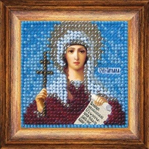 Zeichnung auf Stoff Stickerei-Mosaik-Kunst. 4017 Ikone des hl. Märtyrer Tatiana 6,5x6,5 cm