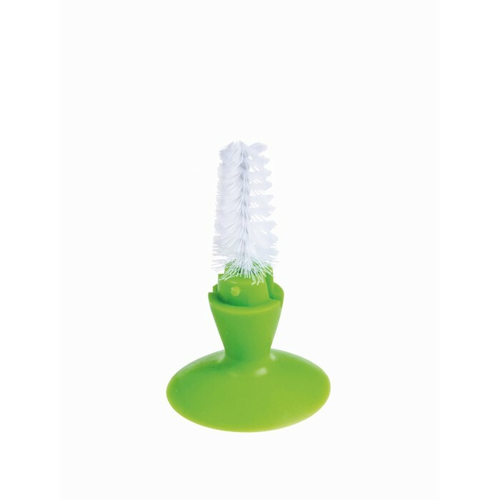 Bottle and nipple brush with suction cup