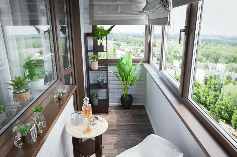 Balkoninnenraum mit Warmverglasung