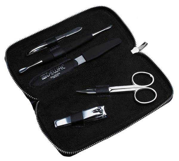 Dewal Manicure Set 5-Piece Black Leather Case 501BK