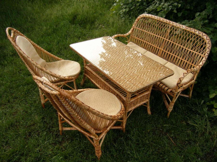 Wicker furniture from a vine for a garden and a summer residence