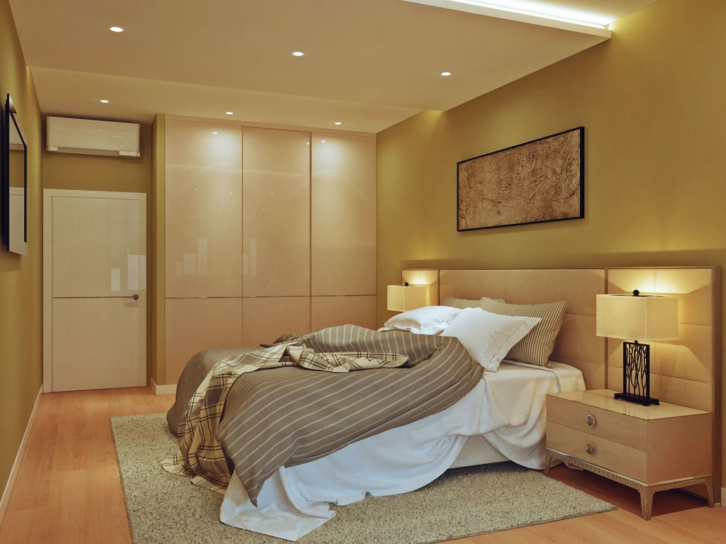 Lighting in the bedroom of a two-room apartment