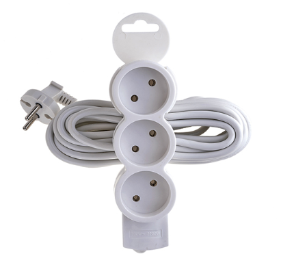 Extension cord Duwi 3 sockets without grounding 10A 2200 W, 5 m