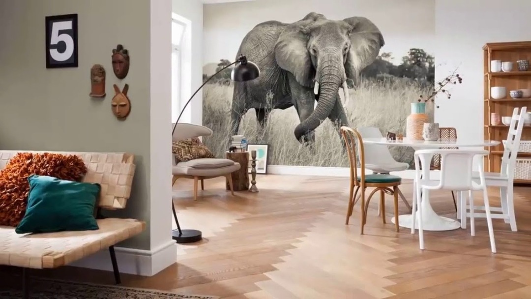 Photo wallpaper with animals in the interior