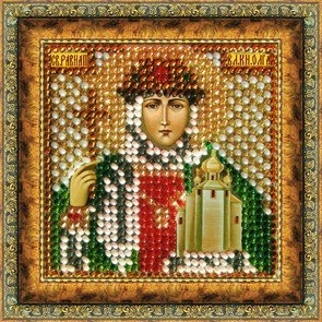Zeichnung auf Stoff Stickerei-Mosaik-Kunst. 4031 Ikone des hl. Prinzessin Olga 6,5x6,5 cm