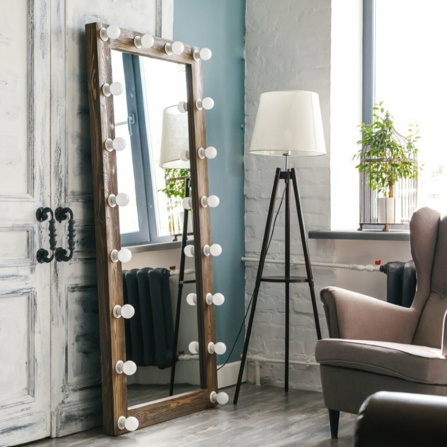 Makeup artist's mirror in the interior of the apartment