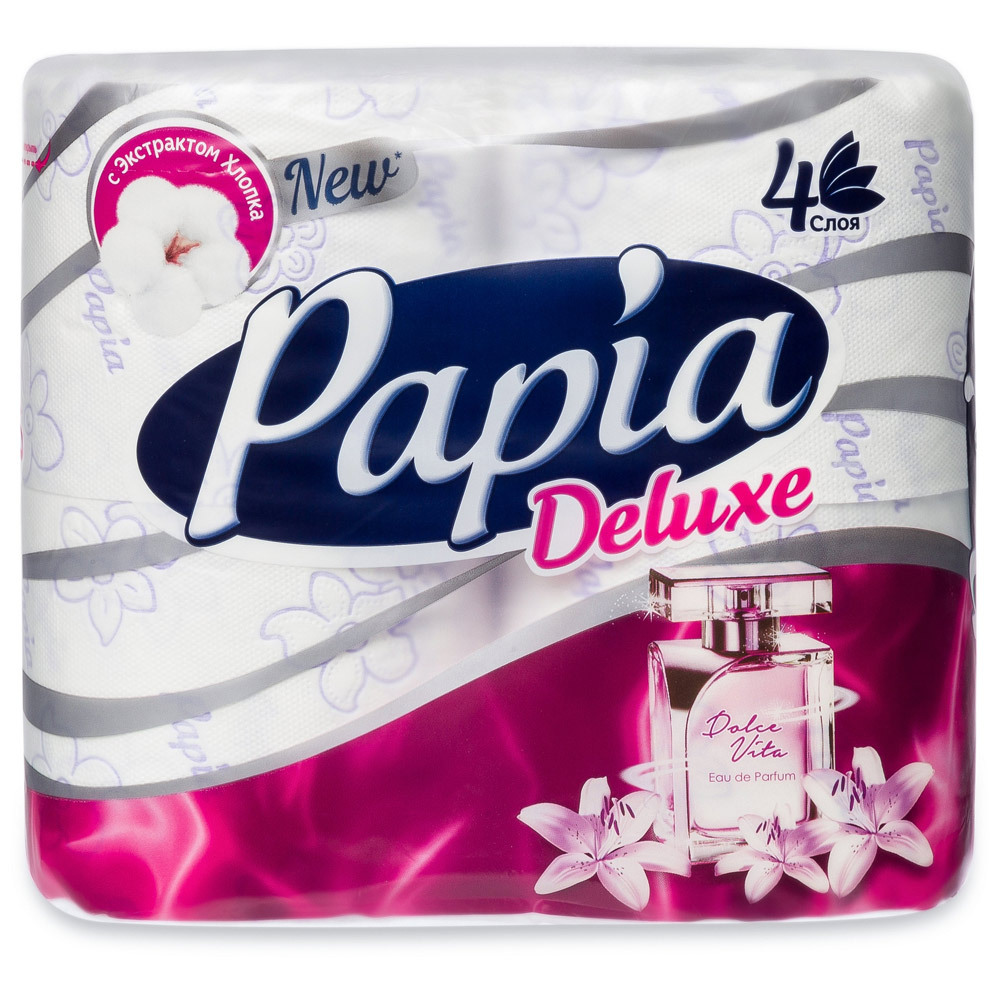 Toalettpapper Papia Deluxe Aroma Dolce Vita 4 lager 4 rullar
