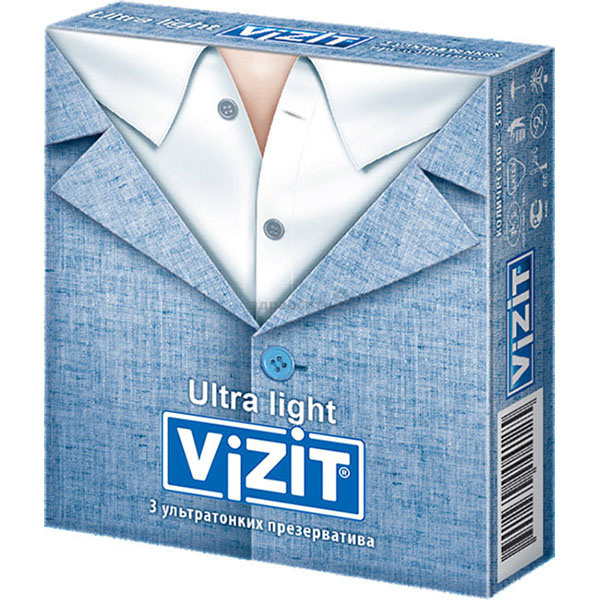 Condooms Vizit (Bezoek) hi-tech Ultra licht ultradun 3 stuks.