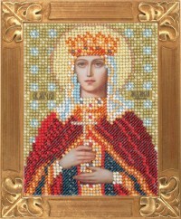Muster auf Stoff zum Sticken mit Perlen VERTOGRAD. Heilige Lyudmila, 10х13 cm, Kunst. C703