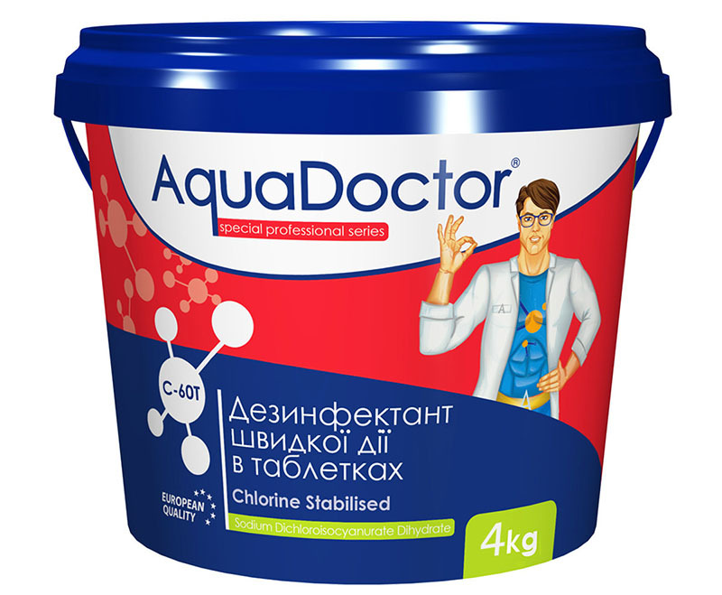Šoko terapijos chemija „AquaDoctor C-60“ taip pat tinka dezinfekcijai