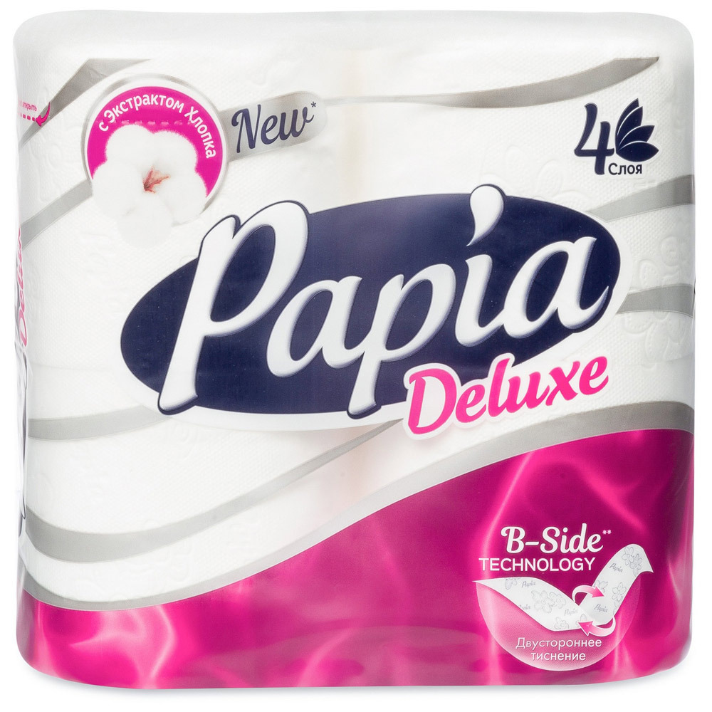 Papia Deluxe Toilettenpapier weiß 4 Lagen 4 Rollen