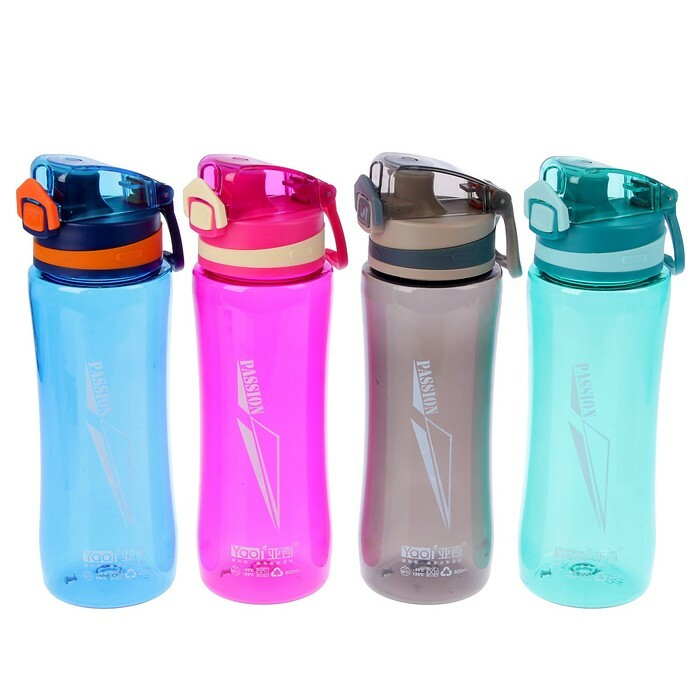 Water bottle 800 ml, sports, lid, with handle, mix, 7.5x25 cm