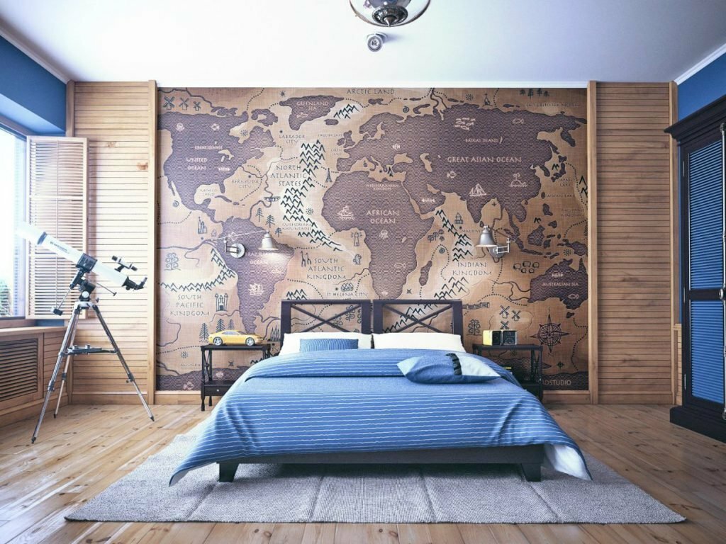 Slaapkamer van een man in nautische stijl
