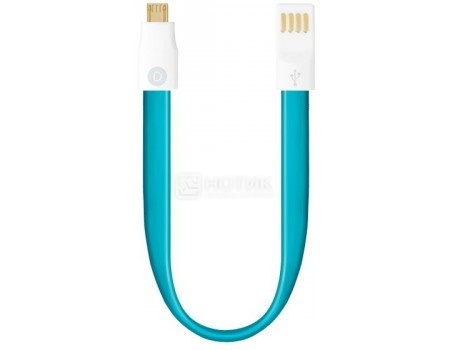 כבל Deppa 72163, USB - microUSB, שטוח, מגנט, 0.23m, כחול