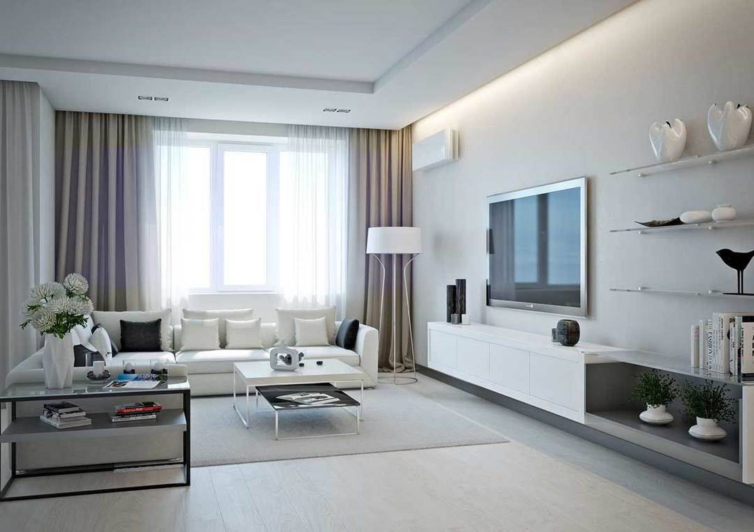 ideias de design de interiores de apartamento branco