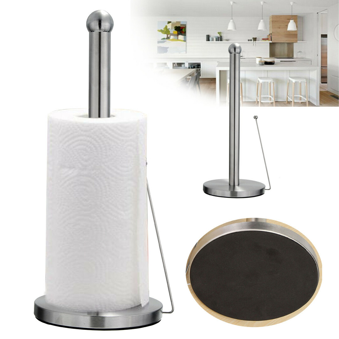 Base di aspirazione per rotolo da cucina in acciaio inossidabile con gancio porta asciugamani di carta autoportante