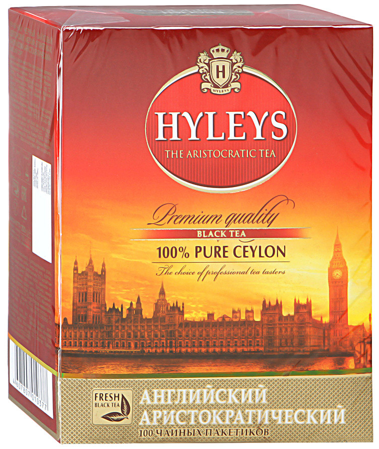 Čaj Hyleys Anglický aristokratický černý dlouhý cejlon 100 čajových sáčků
