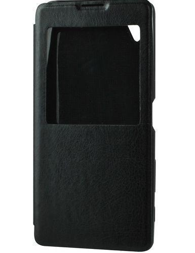 Universal Mega Case (Größe M) mit Sichtfenster, PU-Leder (Schwarz)