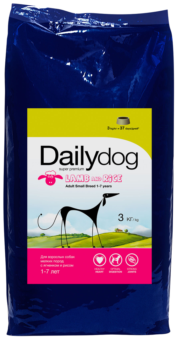Trockenfutter für Hunde Dailydog Adult Small Breed, für kleine Rassen, Lamm und Reis, 3kg