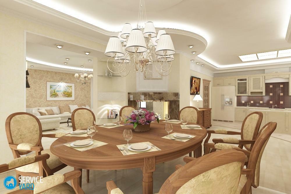 Kitchen-dining-living room design in a private house