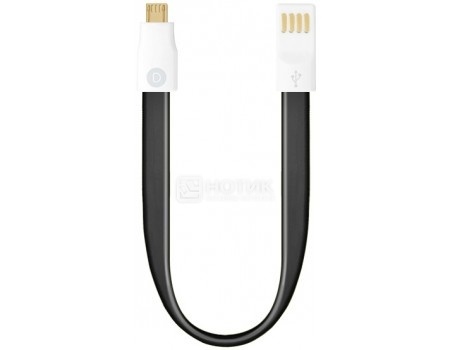 Cable Deppa 72160, USB - microUSB, flat, magnet, 0.23m, Black