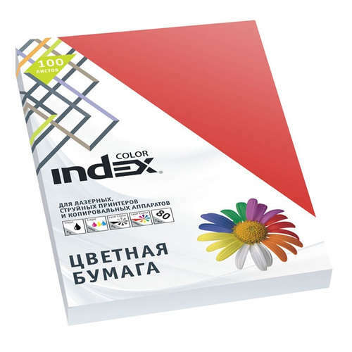 Paber, värviline, kontor, Index Color 80gr, A4, punane (28), 100l