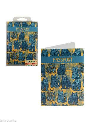 Omotnica za putovnicu Plave mačke na žutoj podlozi (PVC kutija)