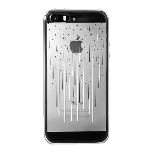 Silikoonkate Apple iPhone SE / 5S / 5 kaitserauaga / rhinestones (hõbedane)