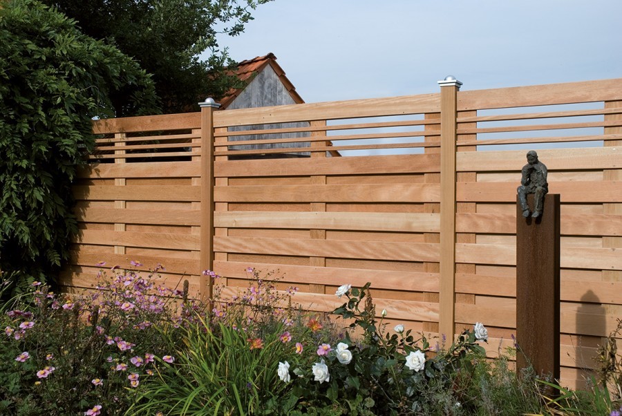 Stylish fence wooden planks
