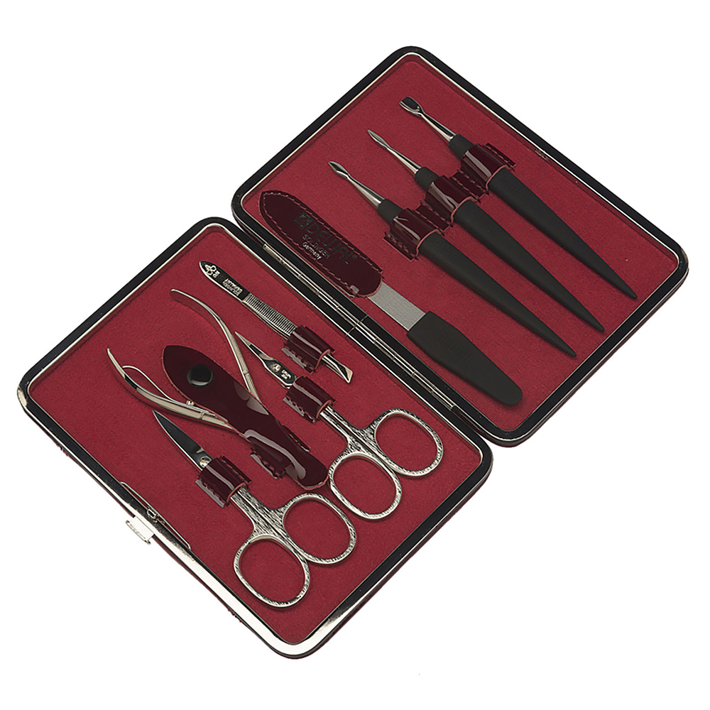 Dewal Manicure Set 8-Piece Red Leather Case 506DR