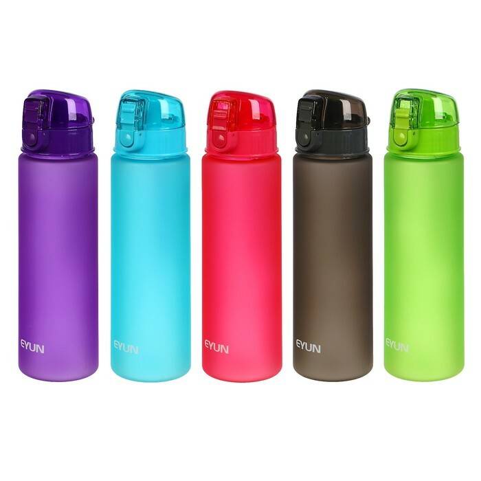 Water bottle 800 ml, sports, with a strap, matte, mix, 7x25 cm