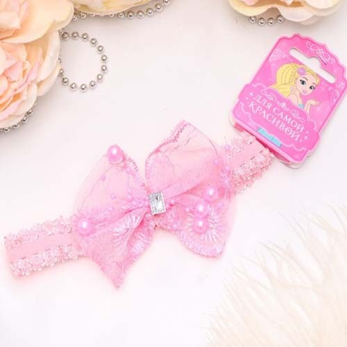 Hair band Fashionista pink, bow strass