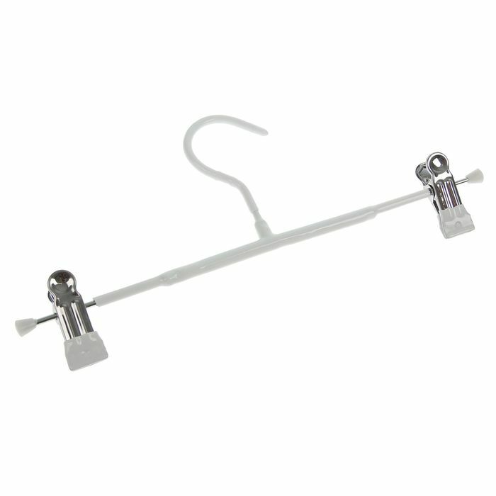Anti-slip hanger for trousers and skirts with clips 31x13 cm, white