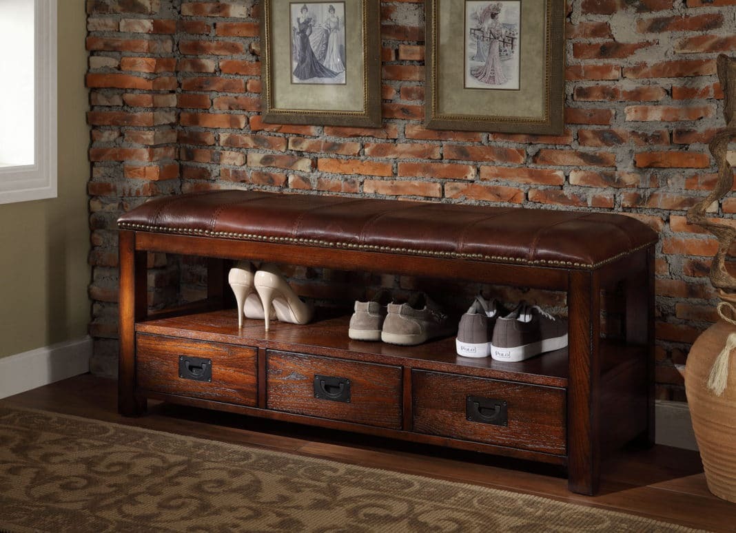 meuble à chaussures avec assise en bois