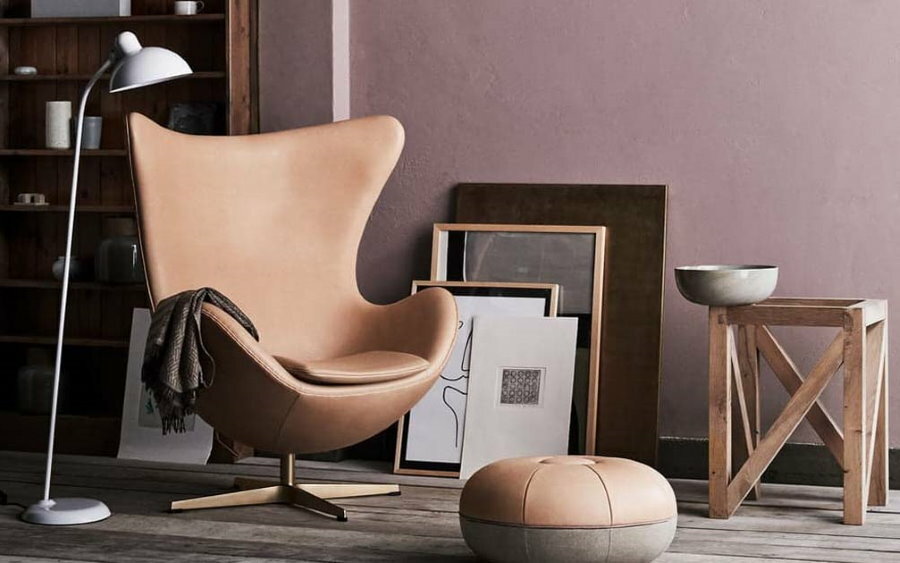 Stylish armchair with leather upholstery