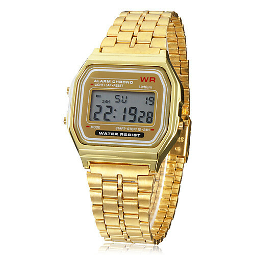 Echtgenoot. Polshorloge Digitaal horloge Digitaal goud Alarm Kalender Stopwatch Digitale hangers - Goud Een jaar Levensduur batterij / LCD-scherm / SODA AG4