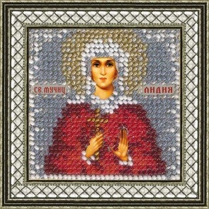 Zeichnung auf Stoff Stickerei-Mosaik-Kunst. 4036 Ikone des Hl. Märtyrerin Lydia 6,5x6,5 cm