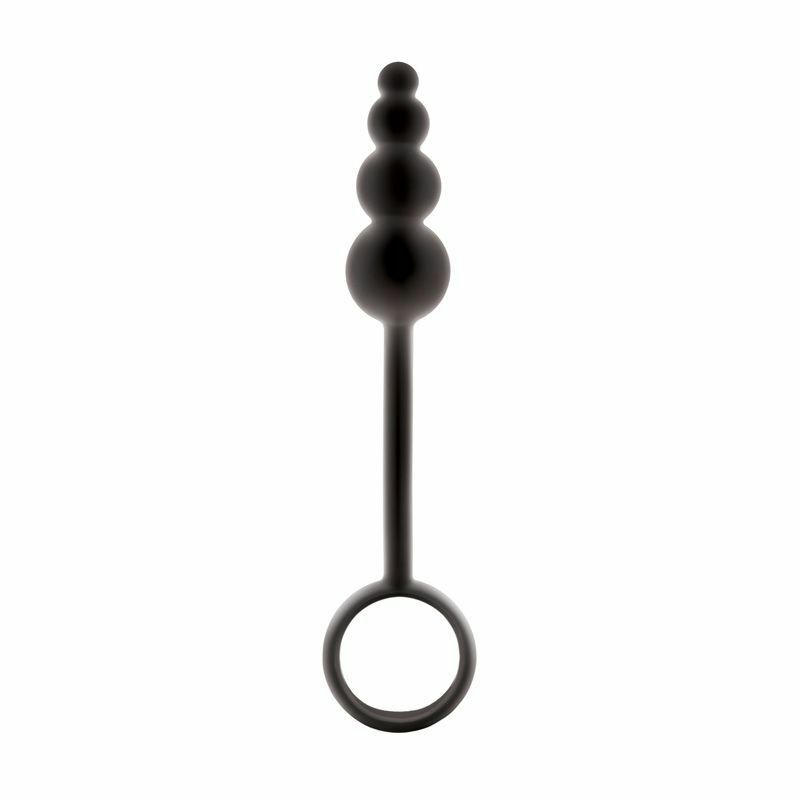 Analkugeln, Ketten: Schwarze Renegade Ripcord-Analkugeln mit langen Henkeln - 22 cm.