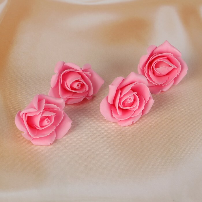 Bow-flower wedding from foamiran handmade D-5 cm 4 pcs color pink
