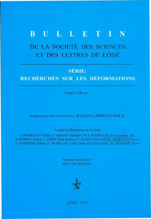 Été des sciences et des lettres de Łódź, Série: Recherches sur les déformations t. 63 z. 1