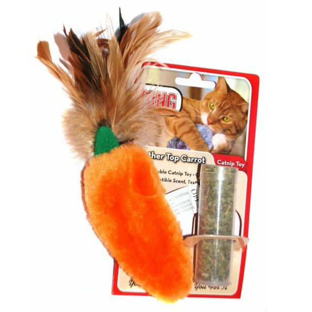 Brinquedo para gatos KONG Cenoura de pelúcia com tubo catnip 15cm