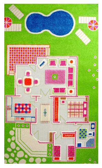 Kinderspiel 3D Teppich IVI House grün 100 x 200 cm