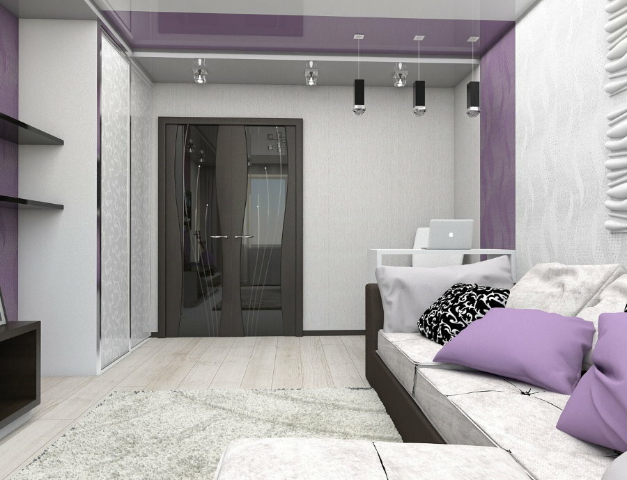 Lilac akcenty v moderním obývacím pokoji