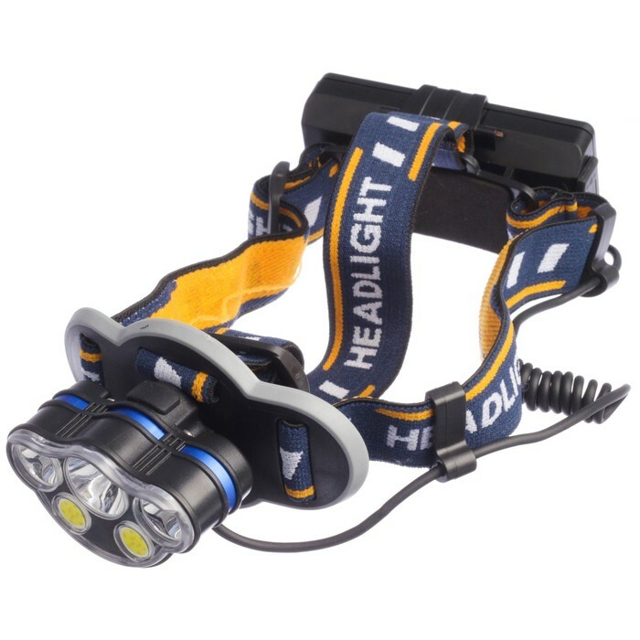 Headlamp, rechargeable, 3 LED, 2 COB, (usb) +2 rechargeable battery