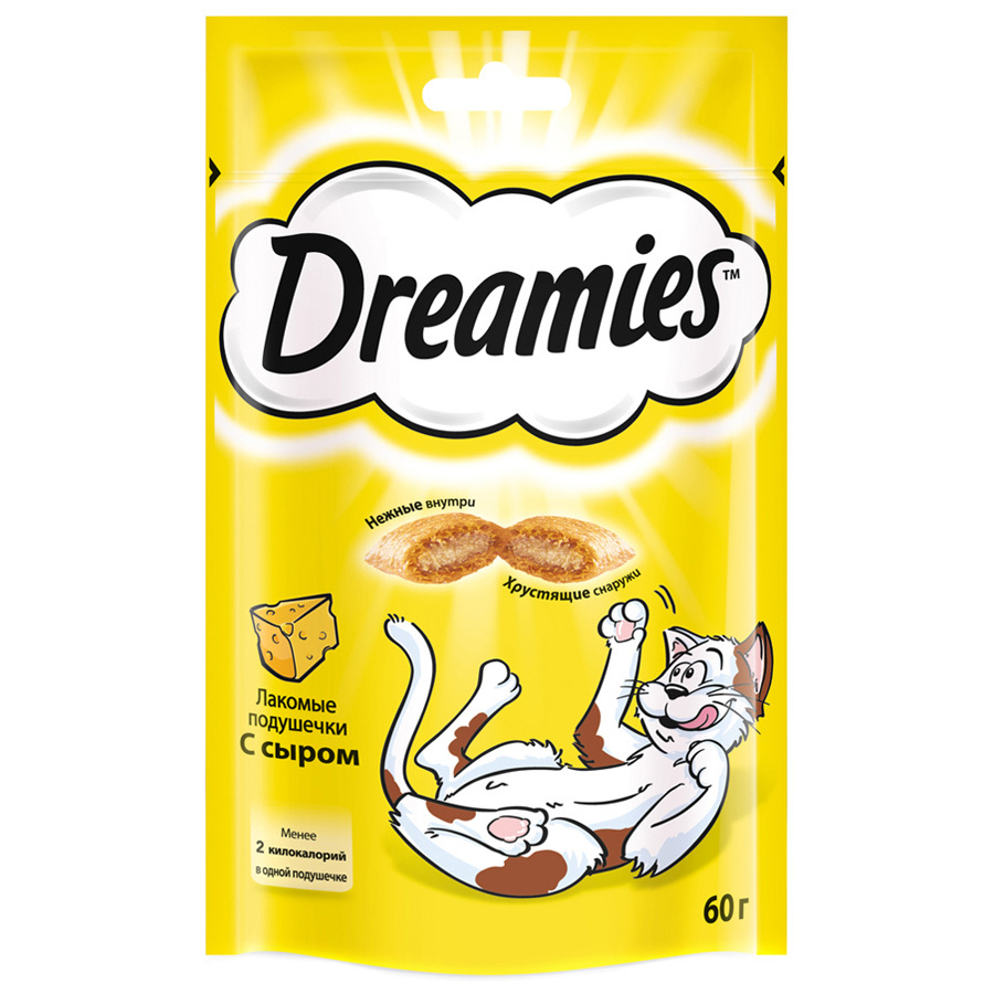 Jemné polštáře pro dospělé kočky Dreamies se sýrem 60g