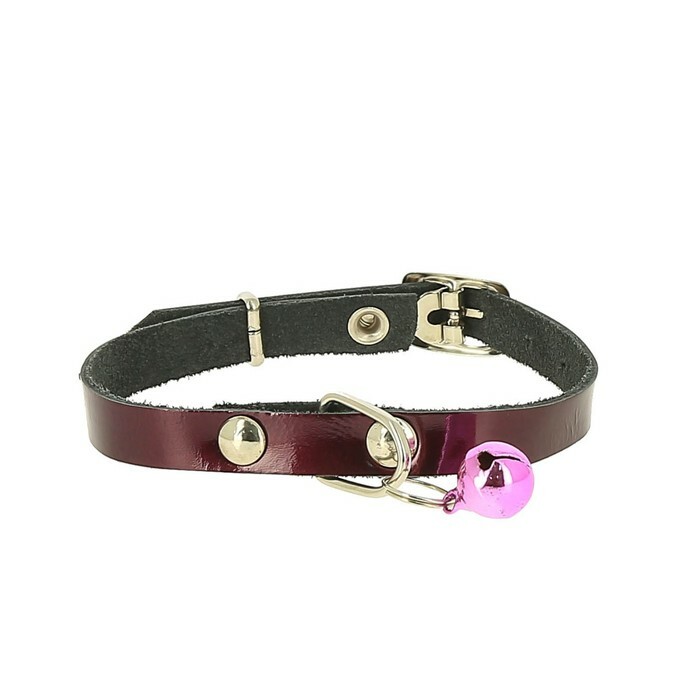 Leather collar for dogs and cats, soft, with bell, ОШ 20-25 х 1 cm, mix of colors