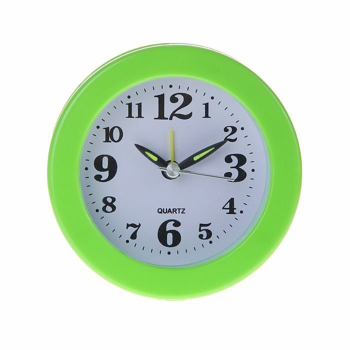 Alarm clock circle white dial, hands shining mix d = 10 cm